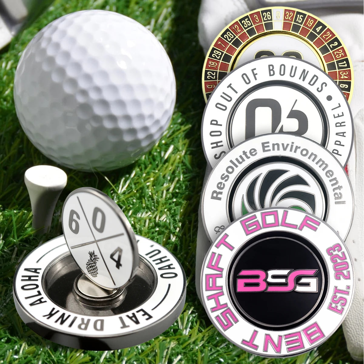 Custom 3D magnetic golf ball marker coin, 40mm