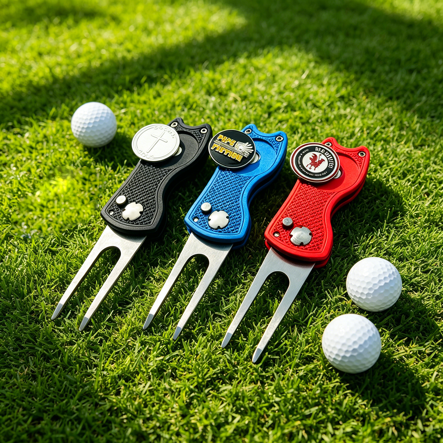 Custom Logo Divot Tool with Magnetic Ball Marker | Switchblade Pop-Up Design