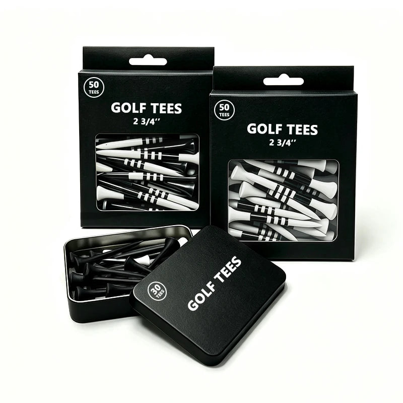 Custom logo bamboo golf tees in five lengths