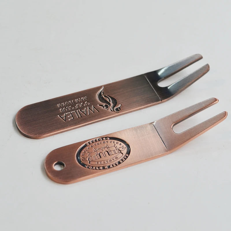 Custom logo antique brushed iron golf divot tool