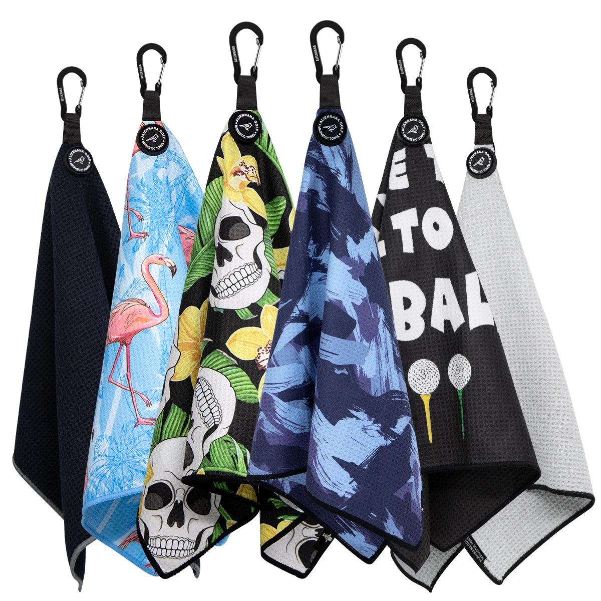 Custom logo microfibre golf towel with magnetic clip