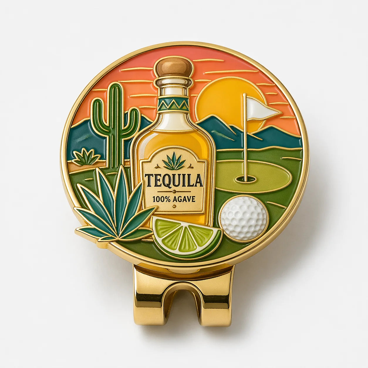 Custom logo enamel golf hat clip with ball marker
