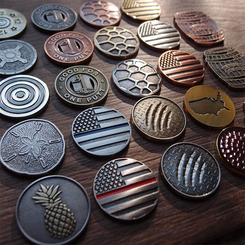 Vintage Finish Golf Ball Markers — Custom Embossed Logo